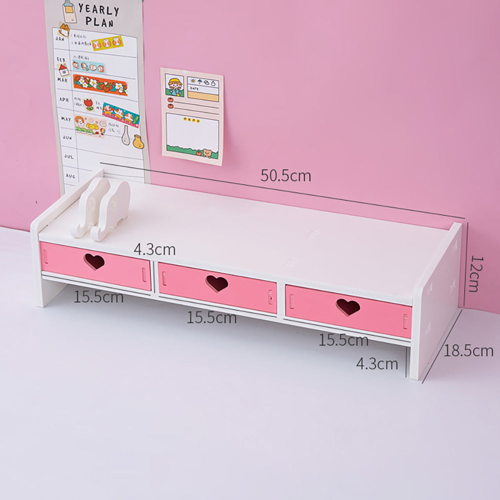 Kawaii Herzen Rosa Schreibtisch-Organizer aus Holz