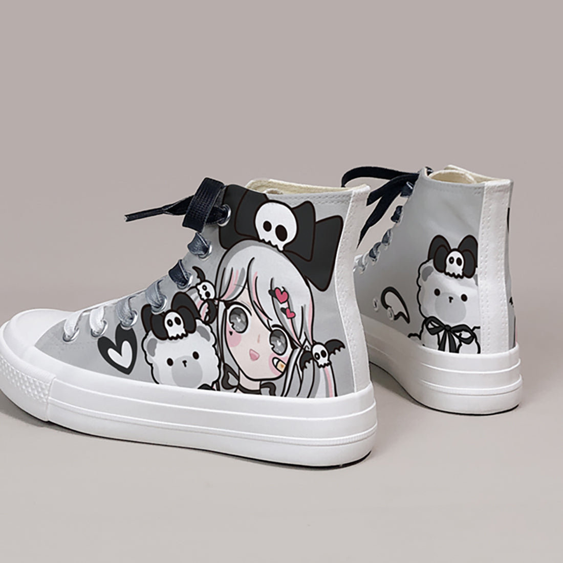 High-Top-Canvas-Sneaker für Mädchen mit dunklem Tiermotiv