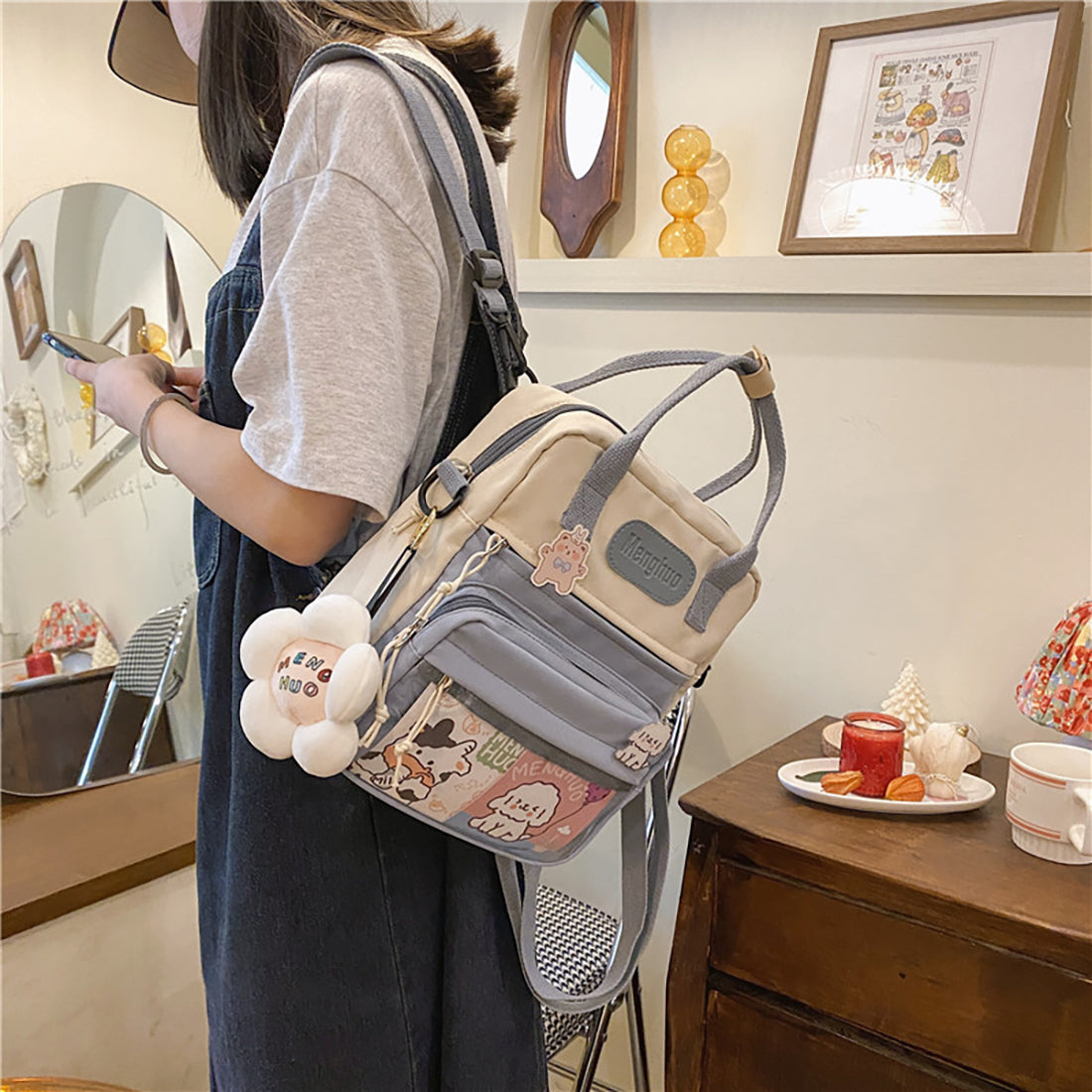 Süße Rucksack-Umhängetasche im japanischen Stil