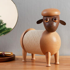 Porte-mouchoirs Little Sheep Décoration d'intérieur en bois faite à la main