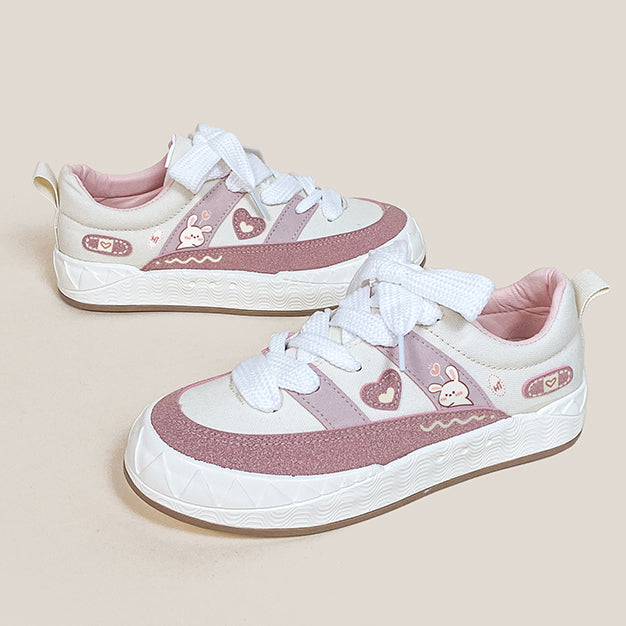 Chaussures plates mignonnes de coeur d'amour de lapin