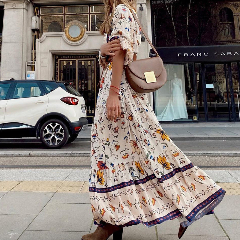 Fall/Winter Fashion Print Boho Long Dress