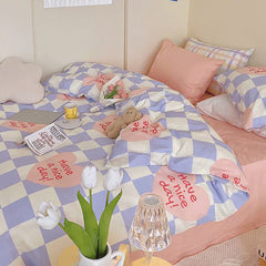 Love Heart Checker Bedding Set