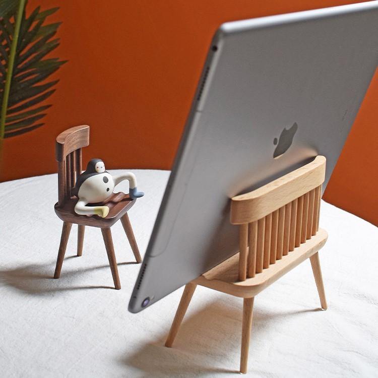 Chaise et Banc Support de Téléphone en Bois Fait à la Main