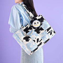 Cow Pattern Block Tote Bag