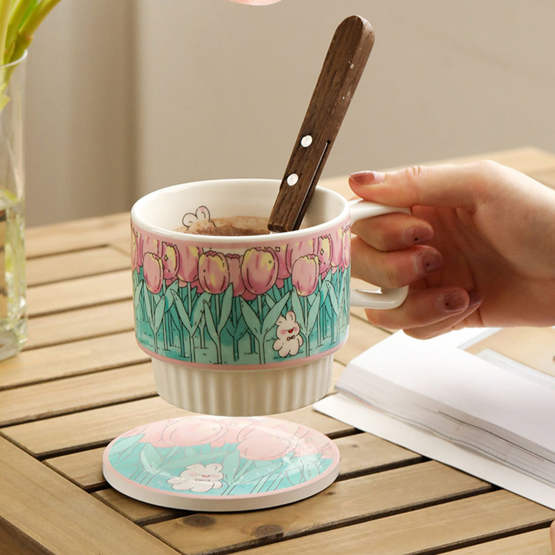 Tasse en céramique florale mignonne