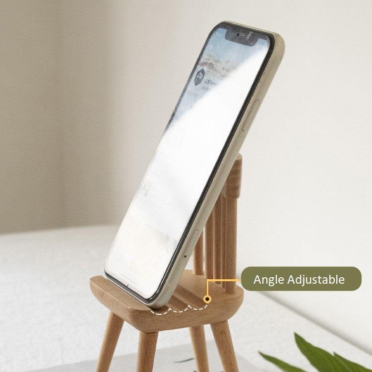 Chaise et Banc Support de Téléphone en Bois Fait à la Main