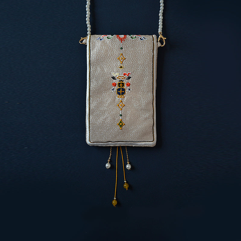 Original Tibetan Eight Treasures, Double Sided Embroidered Handheld Crossbody Bag, Antique Purse, Daily Versatile Bag