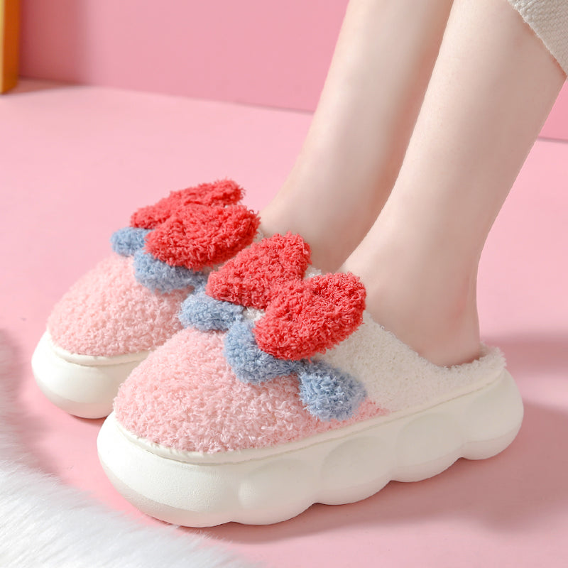 Chaussons en peluche Bowknot