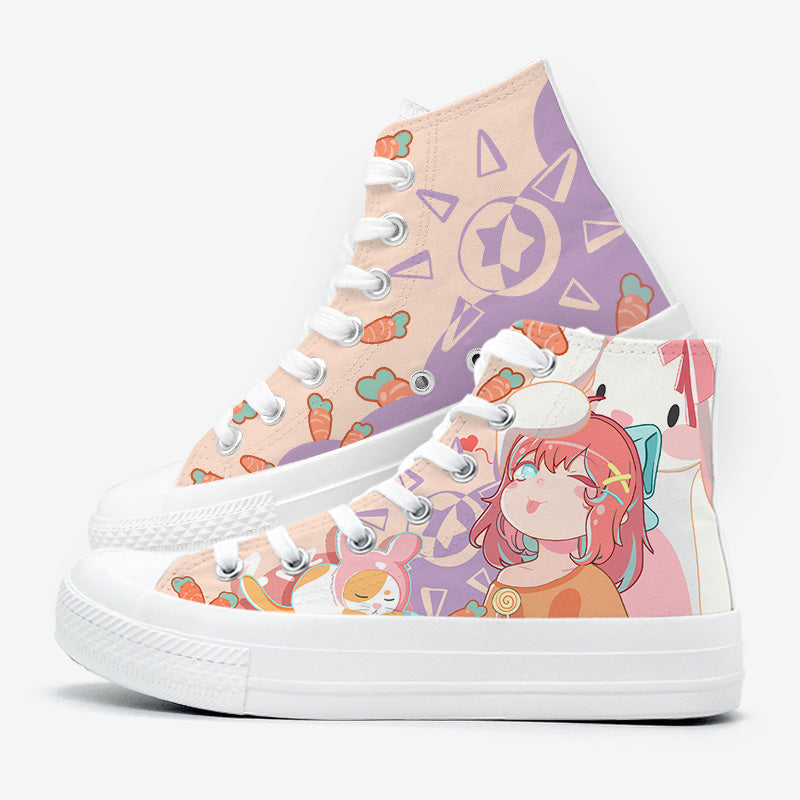 Kawaii Poi Poi Anime Girl Print Sneakers alte alla caviglia