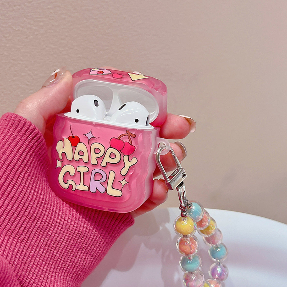 Happy Girl Cherry Airpods-Hülle