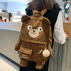 Corduroy Cute Bear Backpack