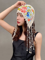 Ethnic style embroidered knitted hat Women's spring and summer versatile ear protection hat