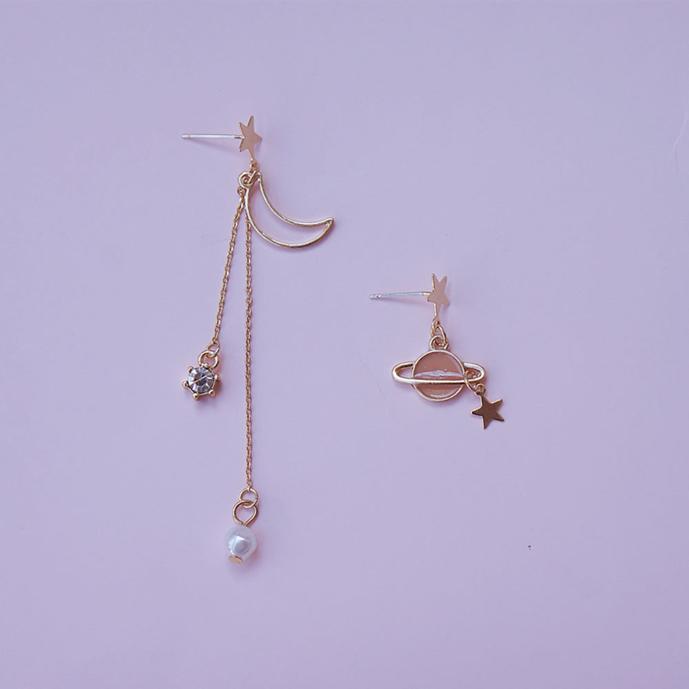 Chic Moon and Stars Ear Danglers