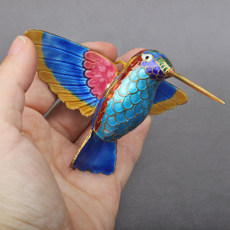 Cloisonné-Kupfer-Eisvogel-Kolibri-Anhänger. Filigrane Weihnachtsbaum-Anhänger-Kollektion 