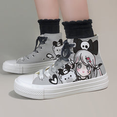 Dark Animal Girl High Top Canvas Sneaker