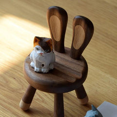 Cell Phone Stand Handmade Wooden Rabbit Ear Chair Unique Phone Stand