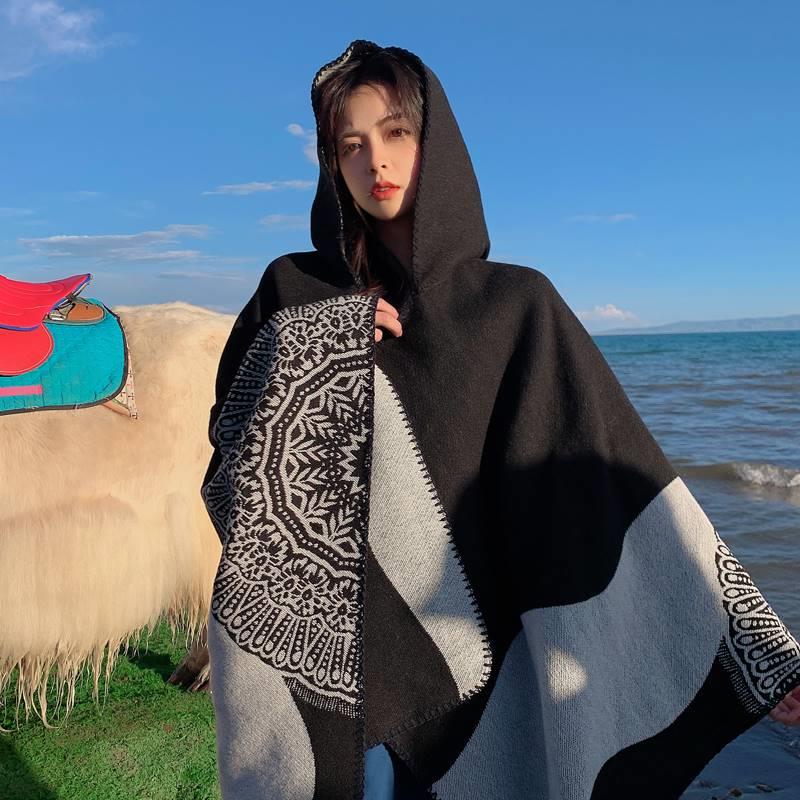 New Autumn and Winter Ethnic Scarf for Women Tibet Cloak Thickened Desert Cloak