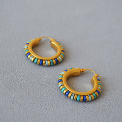 Brass Gold Plated Vintage Turquoise Beaded Statement Earrings