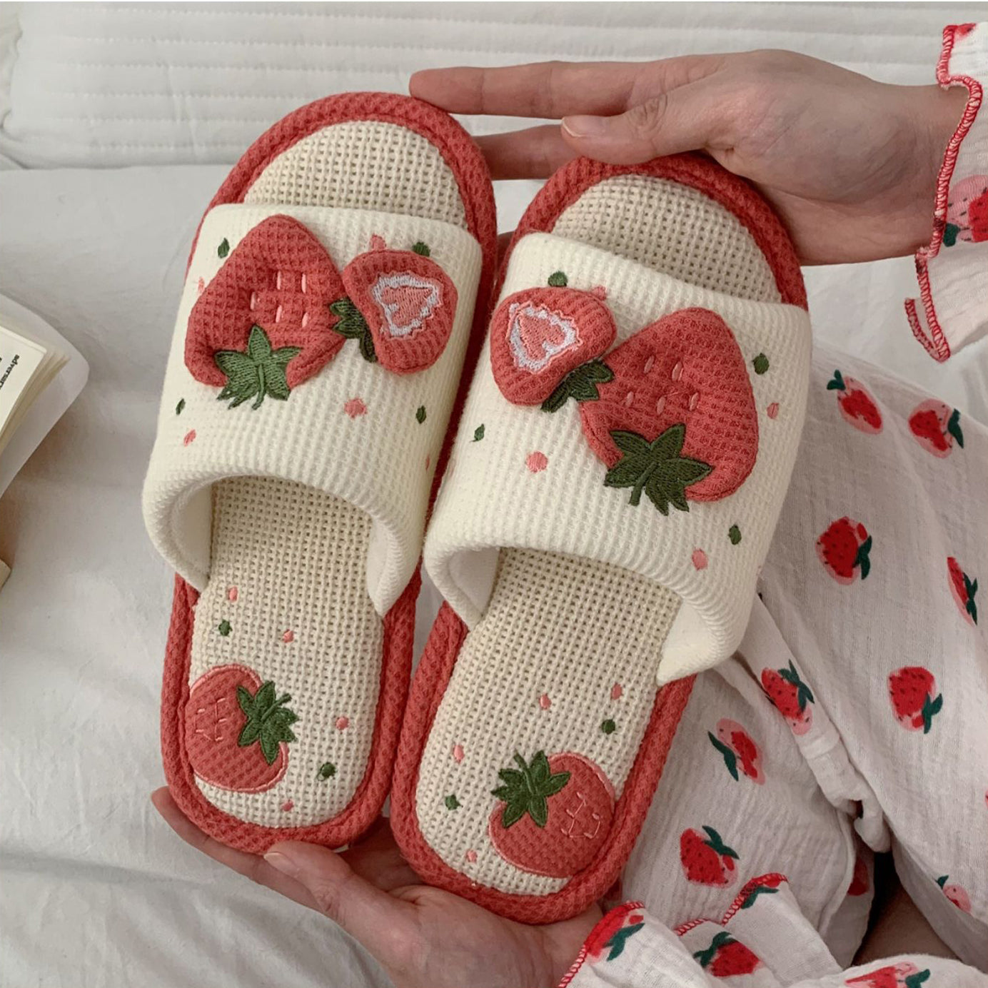 Cute Strawberry Linen Sandals