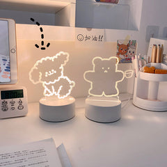 Simpatica luce notturna da scrivania a LED a forma di orso e cane