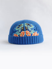 Ethnic style embroidered dome melon skin hat women's elastic good light soft knit hat autumn and winter warm beanie