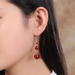 Red Agate Vintage Tibetan Earrings