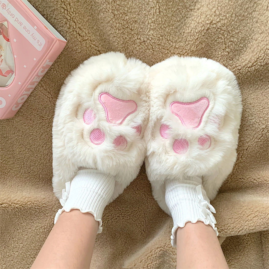 Chaussons de maison en fourrure Big Kitty Paw