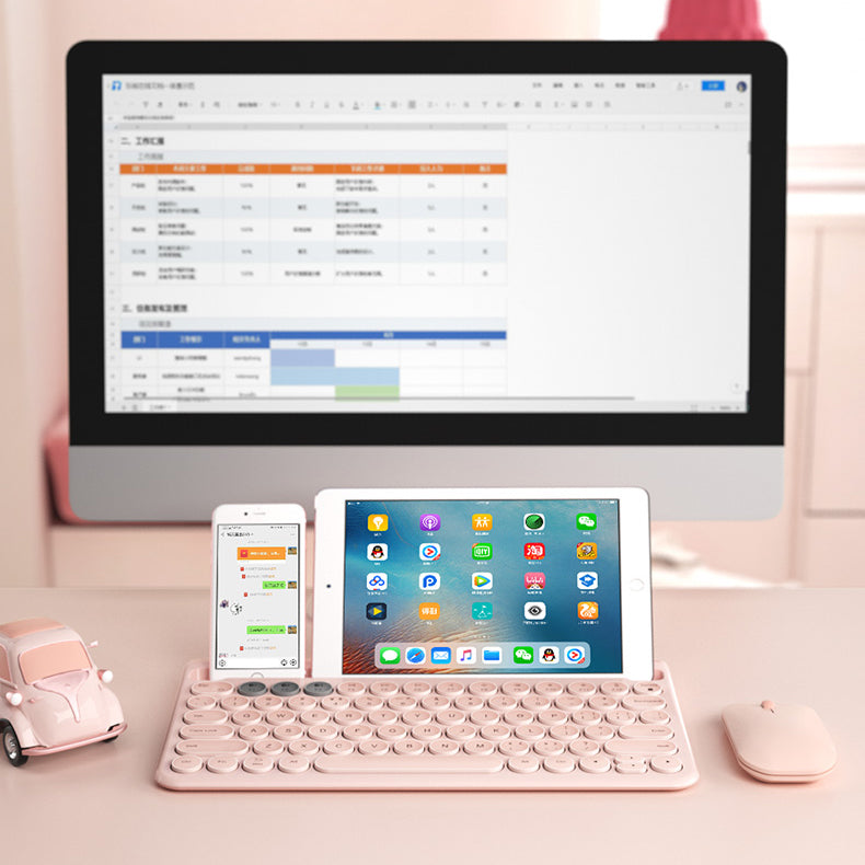 Tastiera wireless Bluetooth ricaricabile color pastello per telefono e iPad