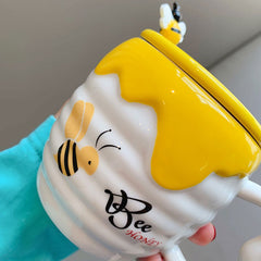 Cute Cartoon Bee Coffee Mug With Spoon