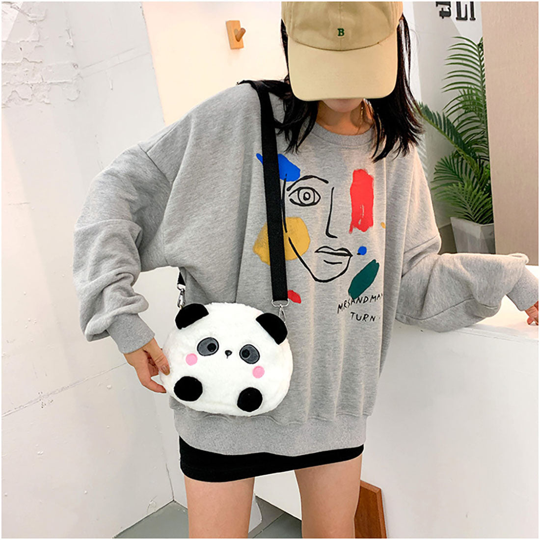 Sac à bandoulière en peluche panda mignon