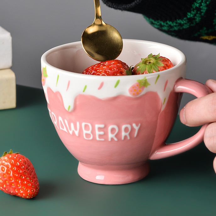 Strawberry Coffee Mug Ceramic Cup for Women Men Birthday Gifts