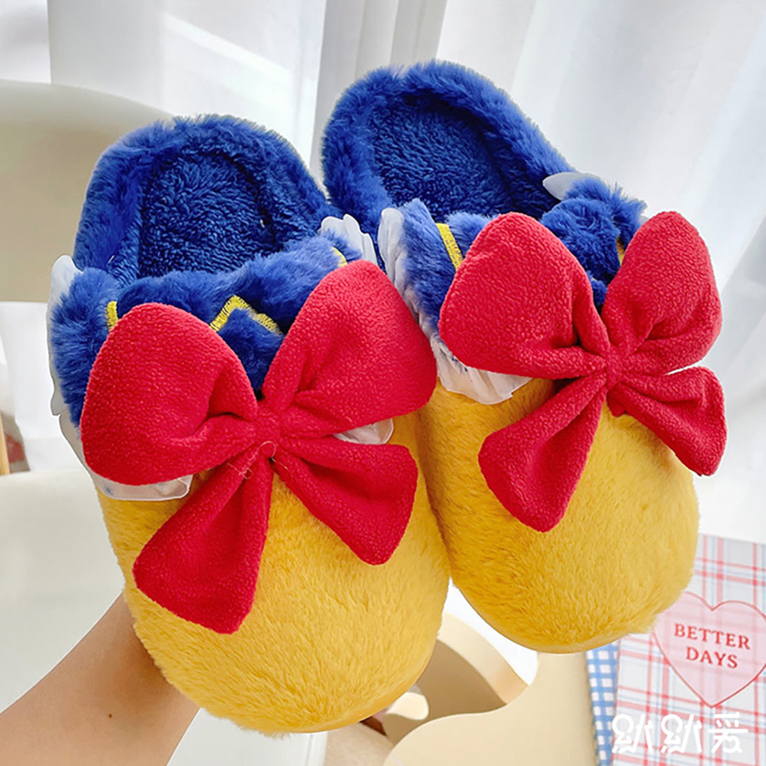 Fuzzy Bowknot Cotton Slipper