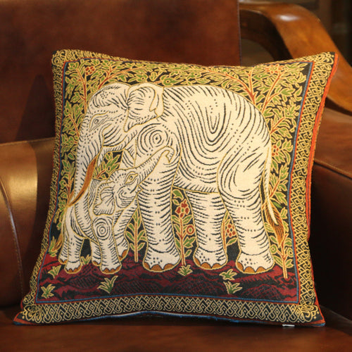 Ethnic style elephant pillowcase double-sided embroidered pillowcase sofa cushion