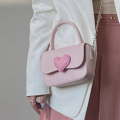 Pink Heart Chain Crossbody Bag Handbag