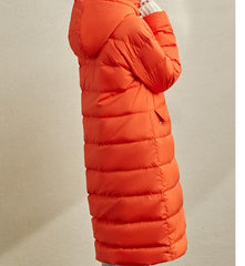 Contrast Color Long Women Winter Loose Plus size Side Pockets Down Jacket Women Down Coats