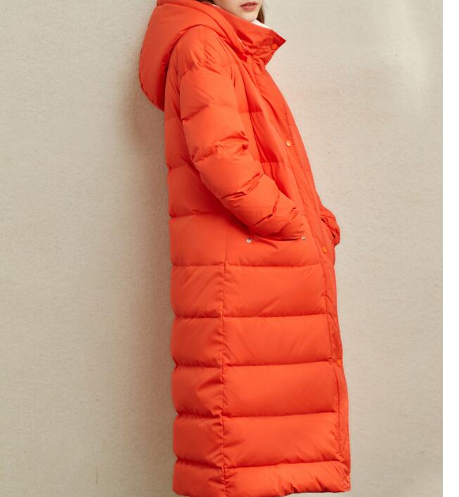 Contrast Color Long Women Winter Loose Plus size Side Pockets Down Jacket Women Down Coats