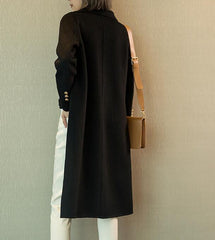 Black Women Winter Black Long Women Wool Coat Jacket 1668