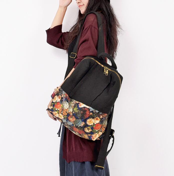 Floral PatchWork Large Casual Simple Women Travel Backpack Shoulder Bag 1289