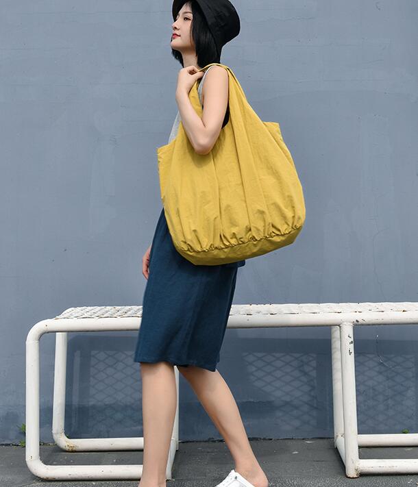 Solid Color Casual Large Simple Women Travel Shoulder Bag