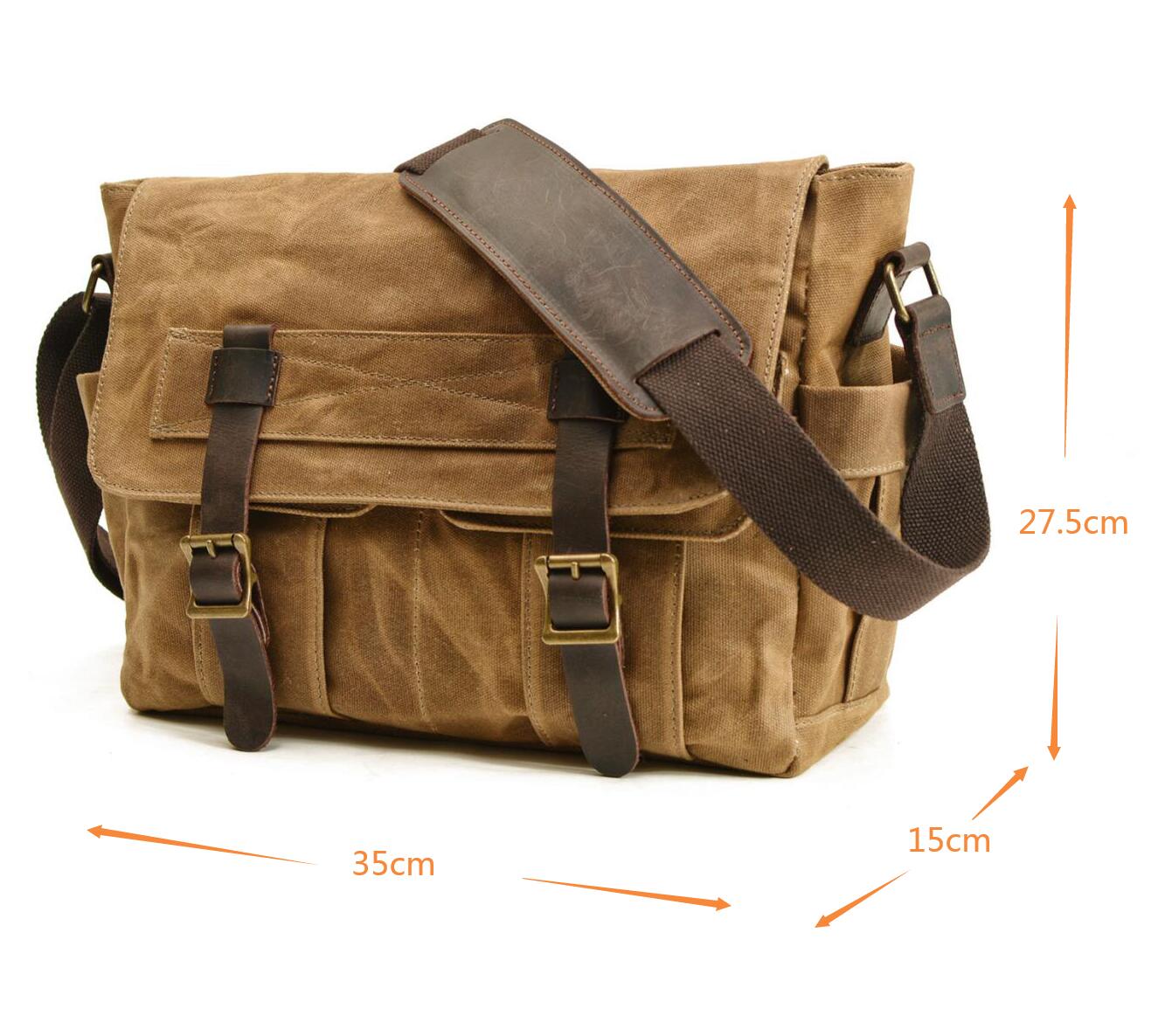 Bolso de mensajero de lona para hombre, maletín de hombro, bolso de negocios Vintage, bolso impermeable, bolso de viaje informal para él