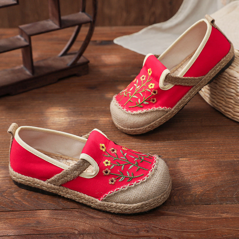 Embroidery Woven bohemian Style Loafer Flat Shoe