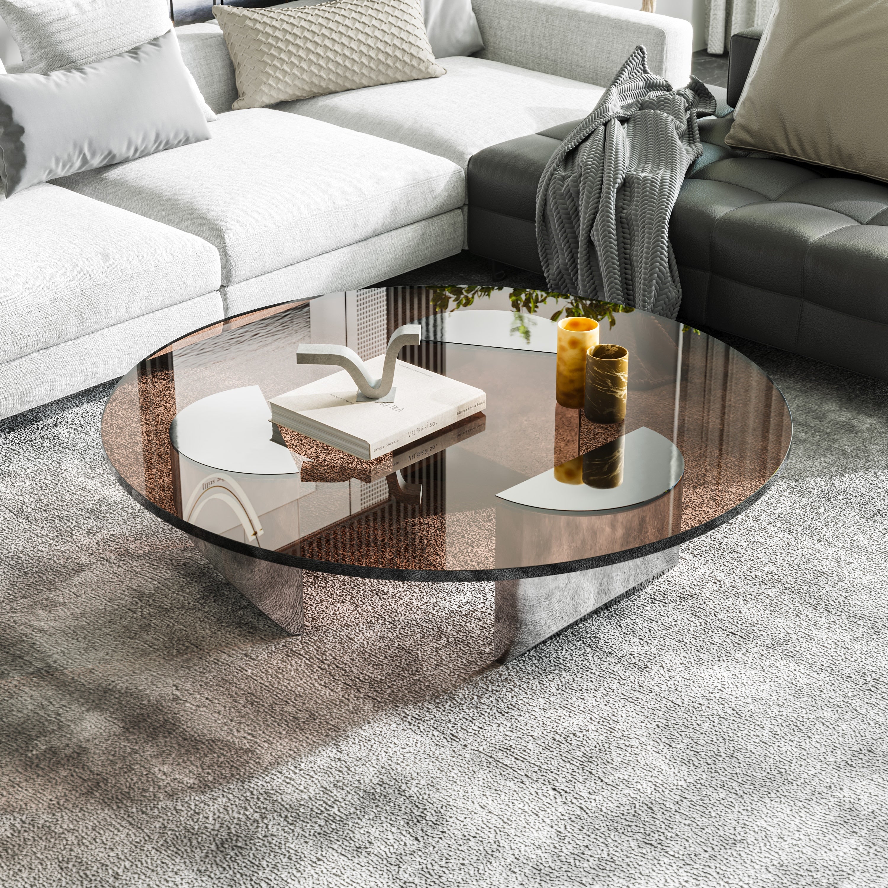 ArtZ® Nordic Design Runder Glaskeil-Couchtisch