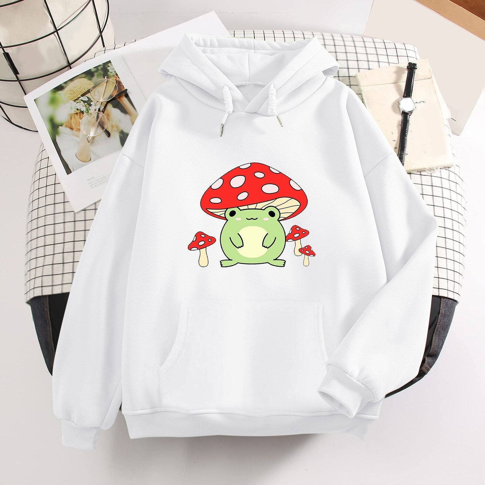 Niedlicher Booyo-Pilz-Frosch-Kapuzenpullover für Damen für Teenager-Mädchen