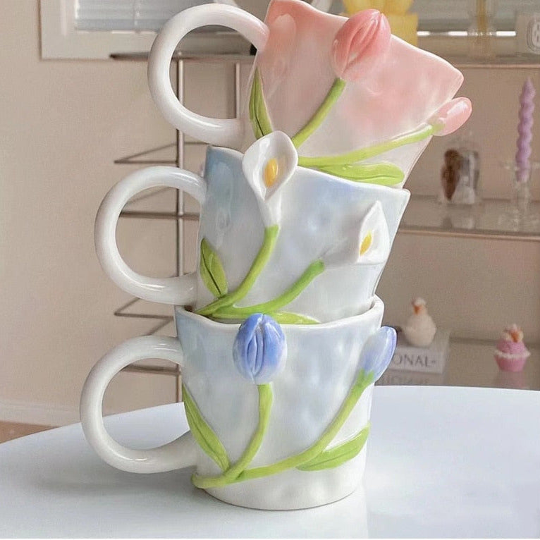 Cute Floral Ceramic Mugs