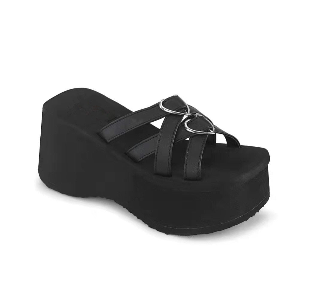 Sandalias de cuña con plataforma para mujer, zapatillas de verano con banda cruzada gótica