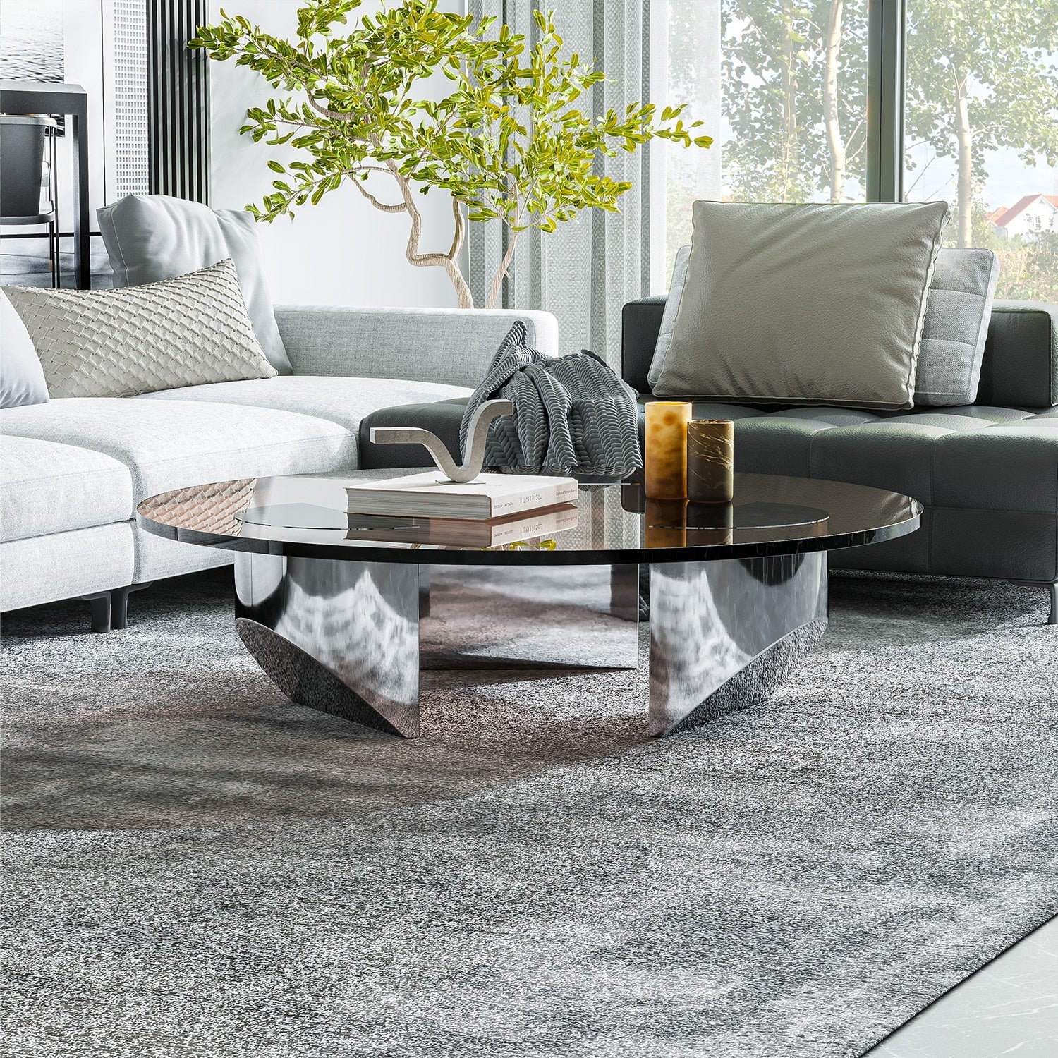 ArtZ® Nordic Design Runder Glaskeil-Couchtisch