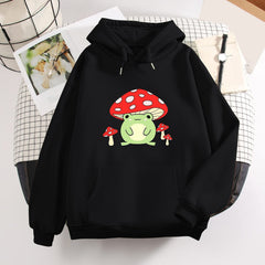 Niedlicher Booyo-Pilz-Frosch-Kapuzenpullover für Damen für Teenager-Mädchen