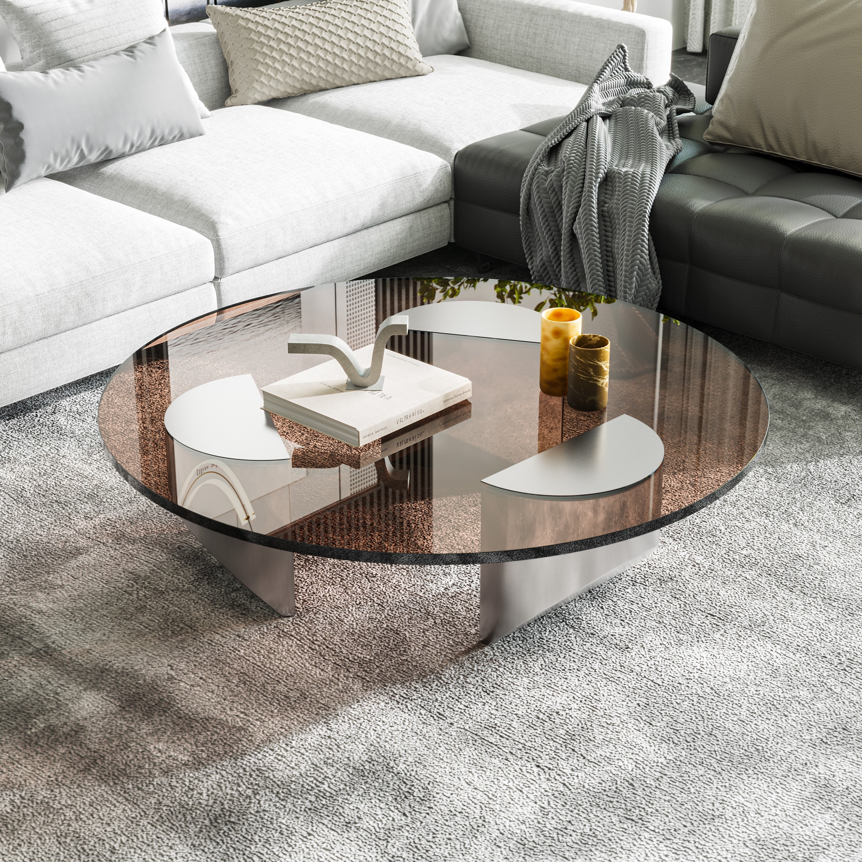 ArtZ® Nordic Design Runder Glaskeil-Couchtisch