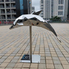 Estatuas de delfines geométricos de acero inoxidable ArtZ®